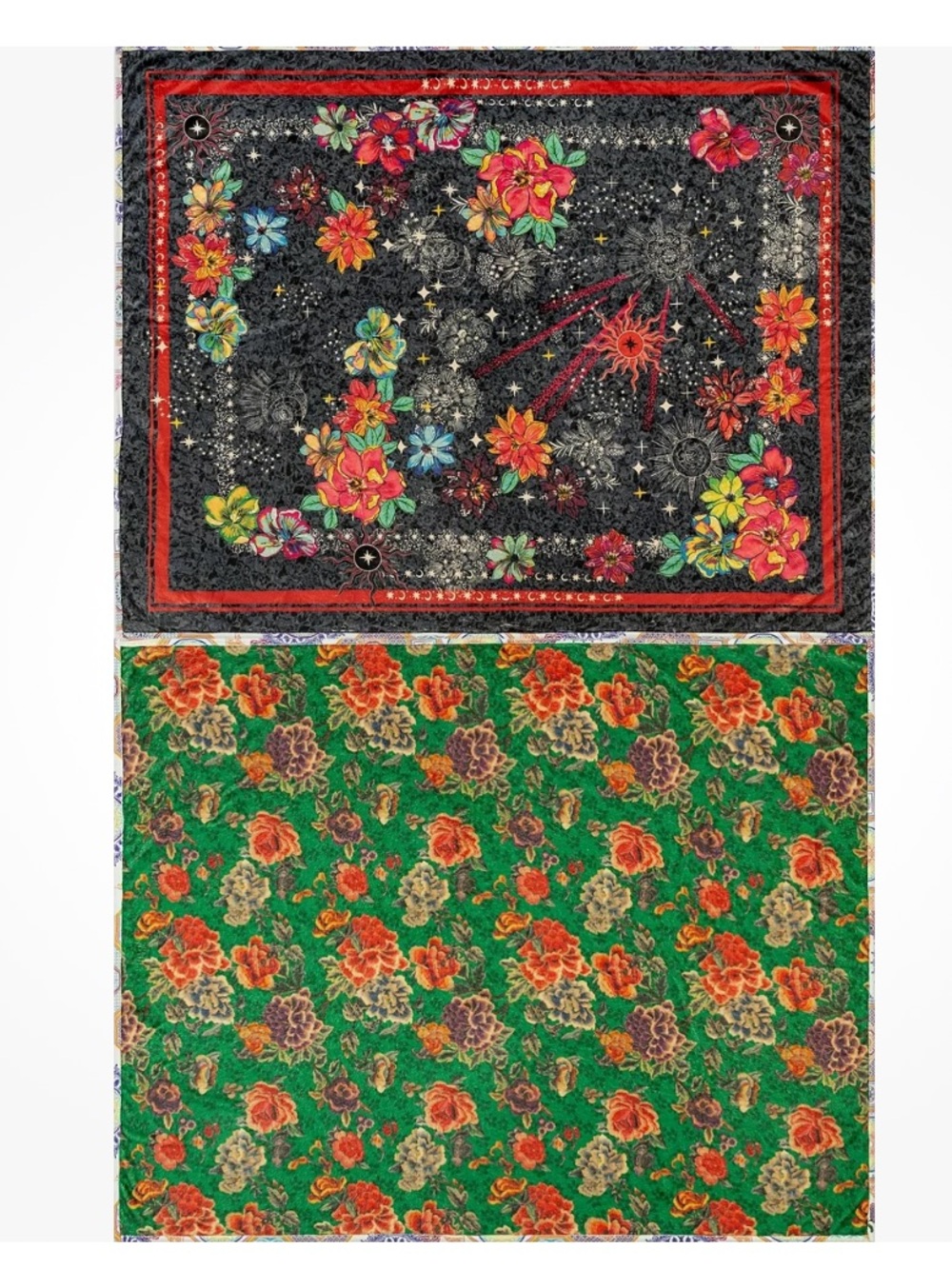 Johnny Was Starry Night Floral Reversible Travel Fleece Blanket 68 x 53